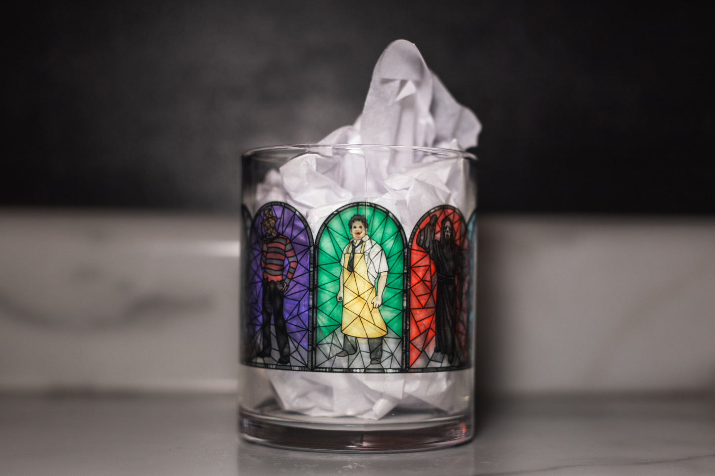 Horror Stained Glass Mug, Clear Glass, 11oz