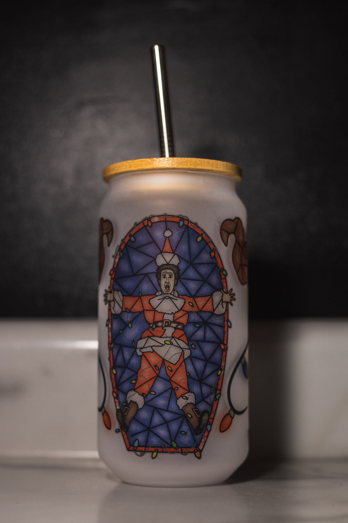 Christmas Vacation Cup, Frosted Glass, 16oz