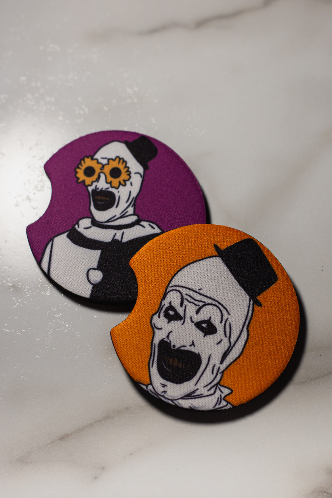 Art the Clown (Terrifier) Car Coasters, set of 2