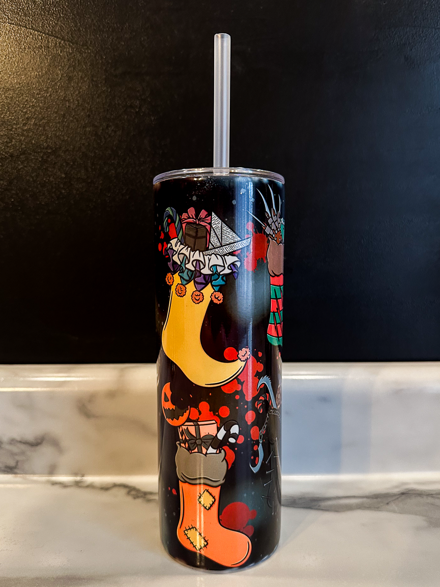 Horror Christmas Stockings Tumbler, 20oz