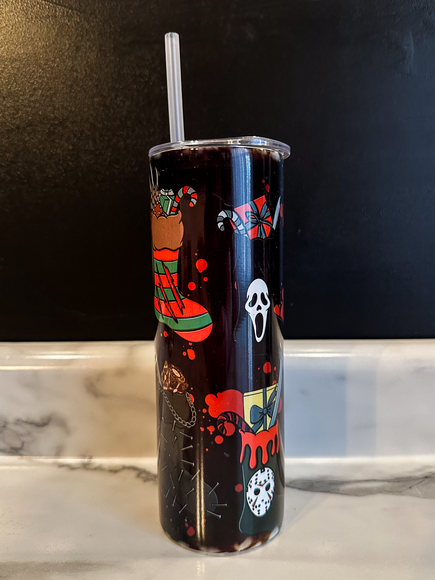 Horror Christmas Stockings Tumbler, 20oz
