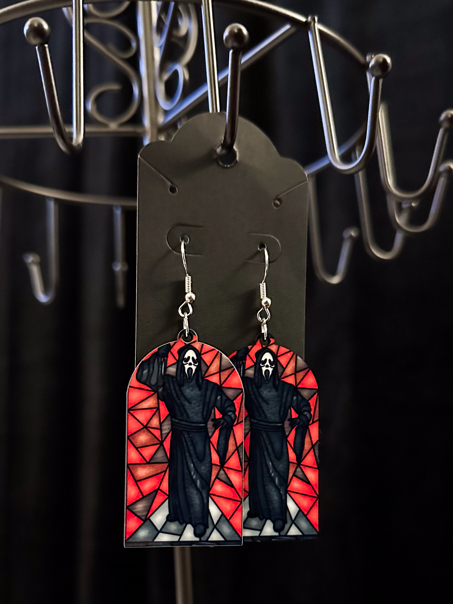 Horror Stained Glass Earrings, Ghost