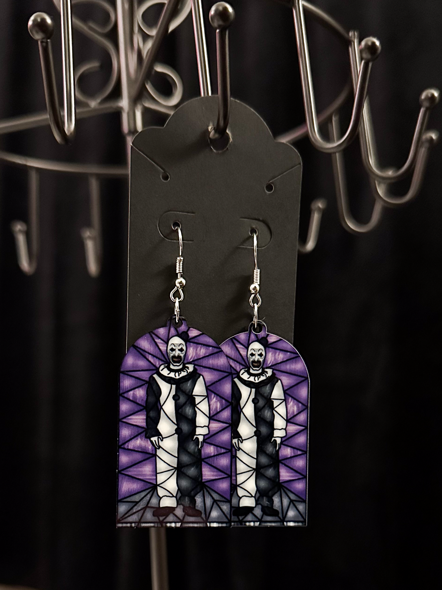 Horror Stained Glass Earrings, Art the Clown (Terrifier)