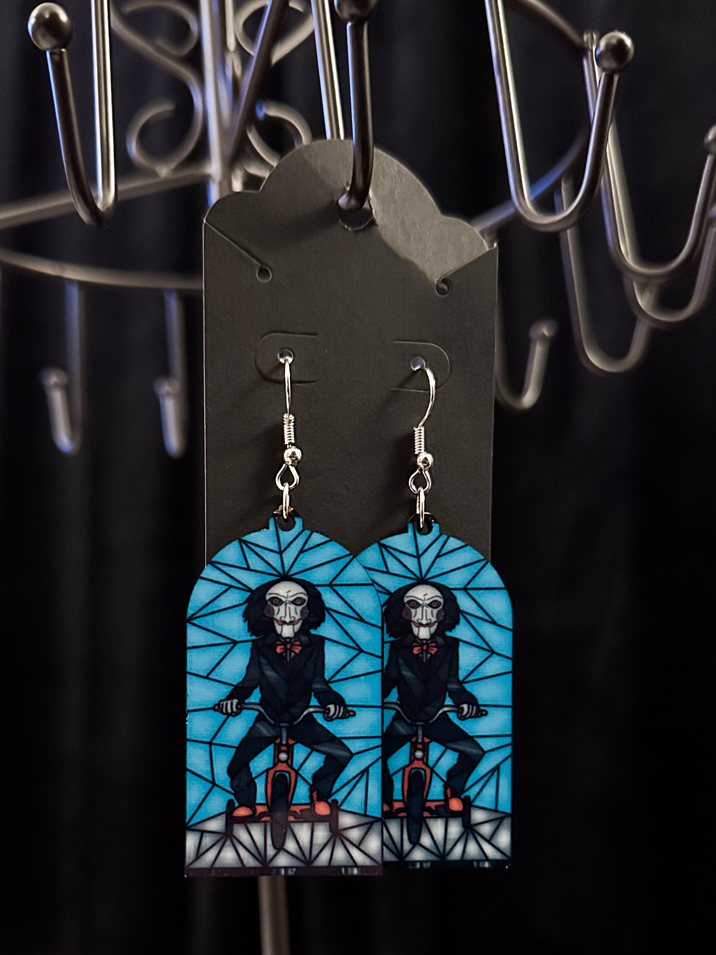 Horror Stained Glass Earrings, Billy the Puppet (Saw)