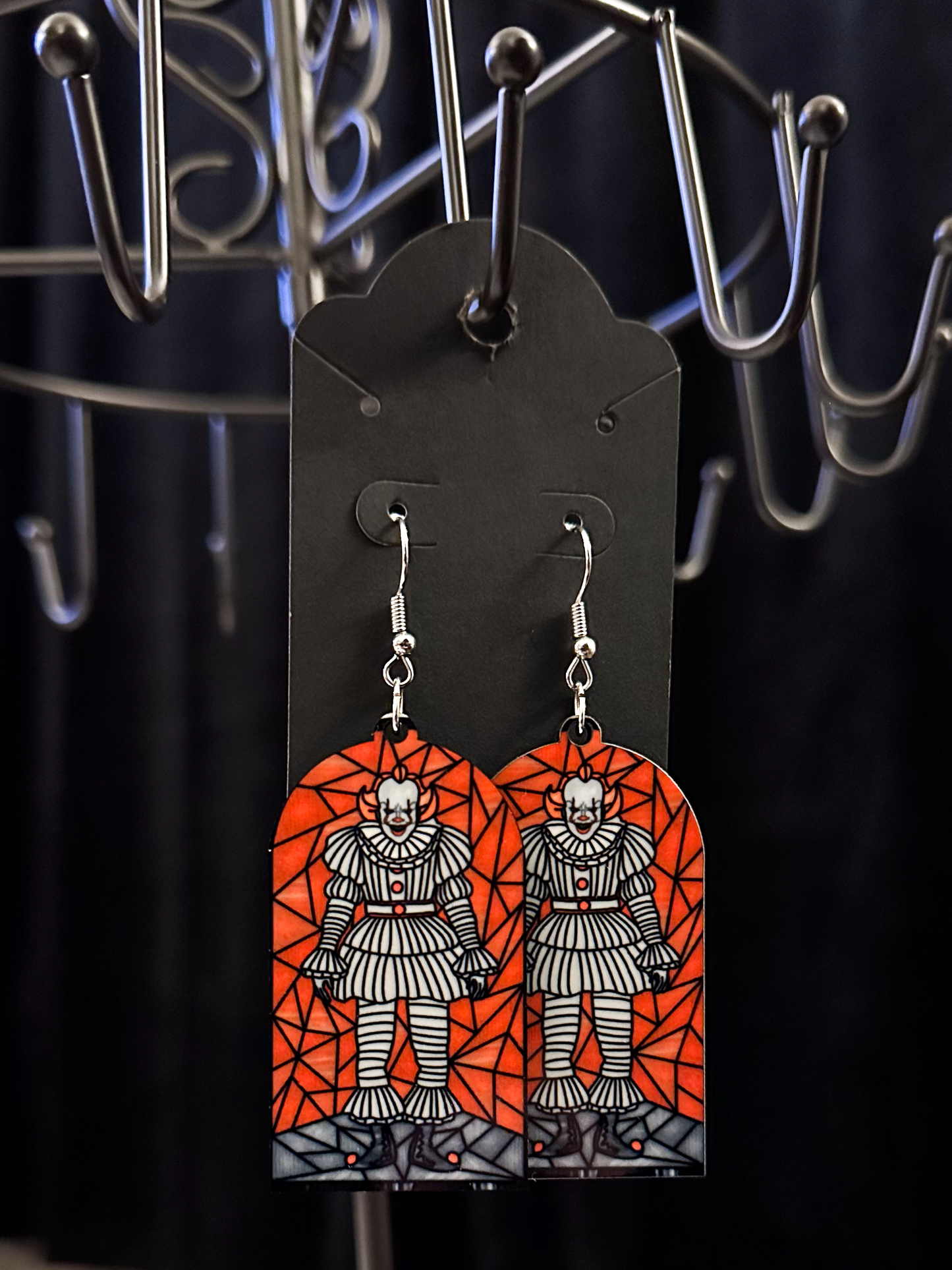 Horror Stained Glass Earrings, Penny