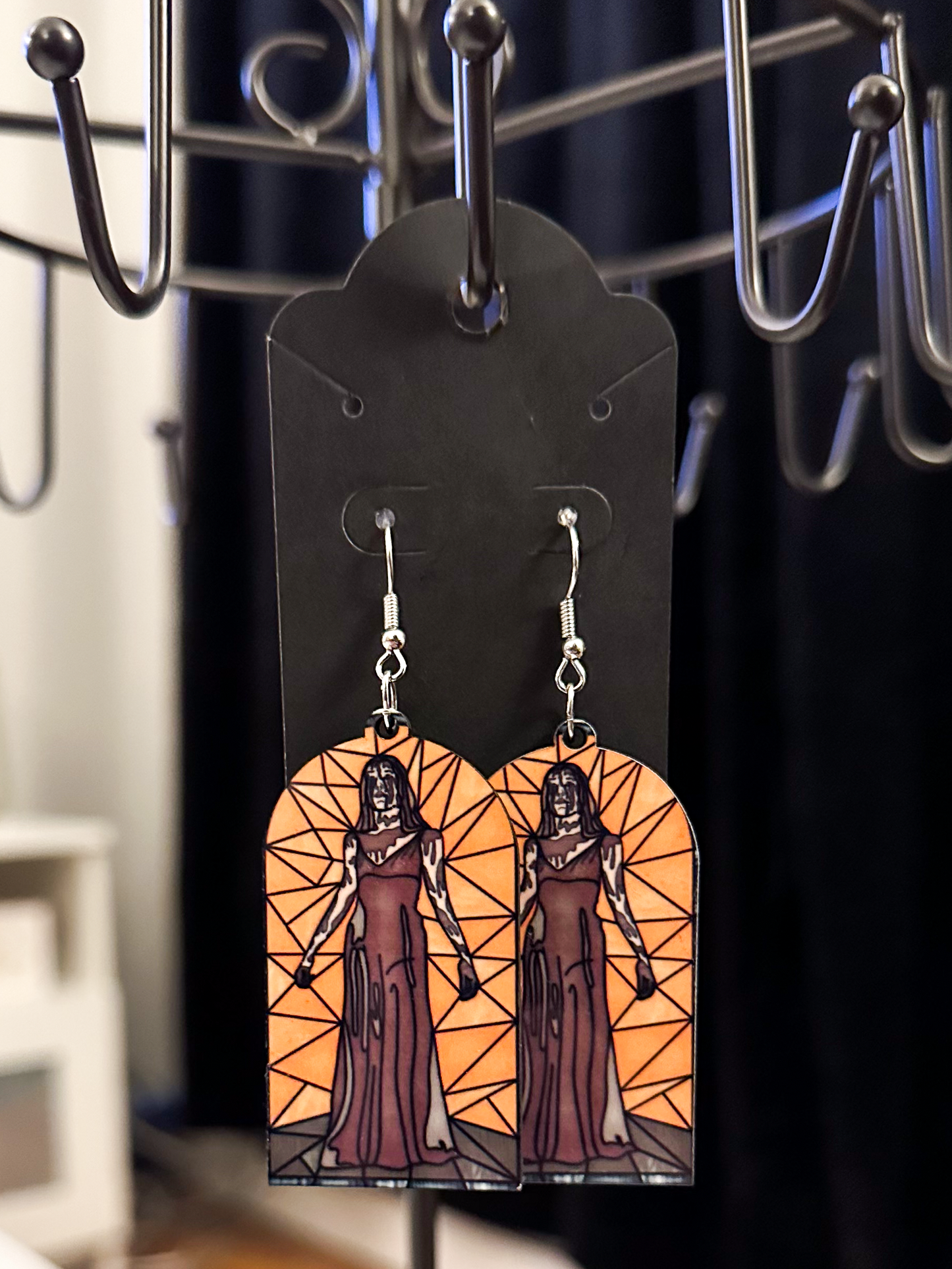 Horror Stained Glass Earrings, Carrie