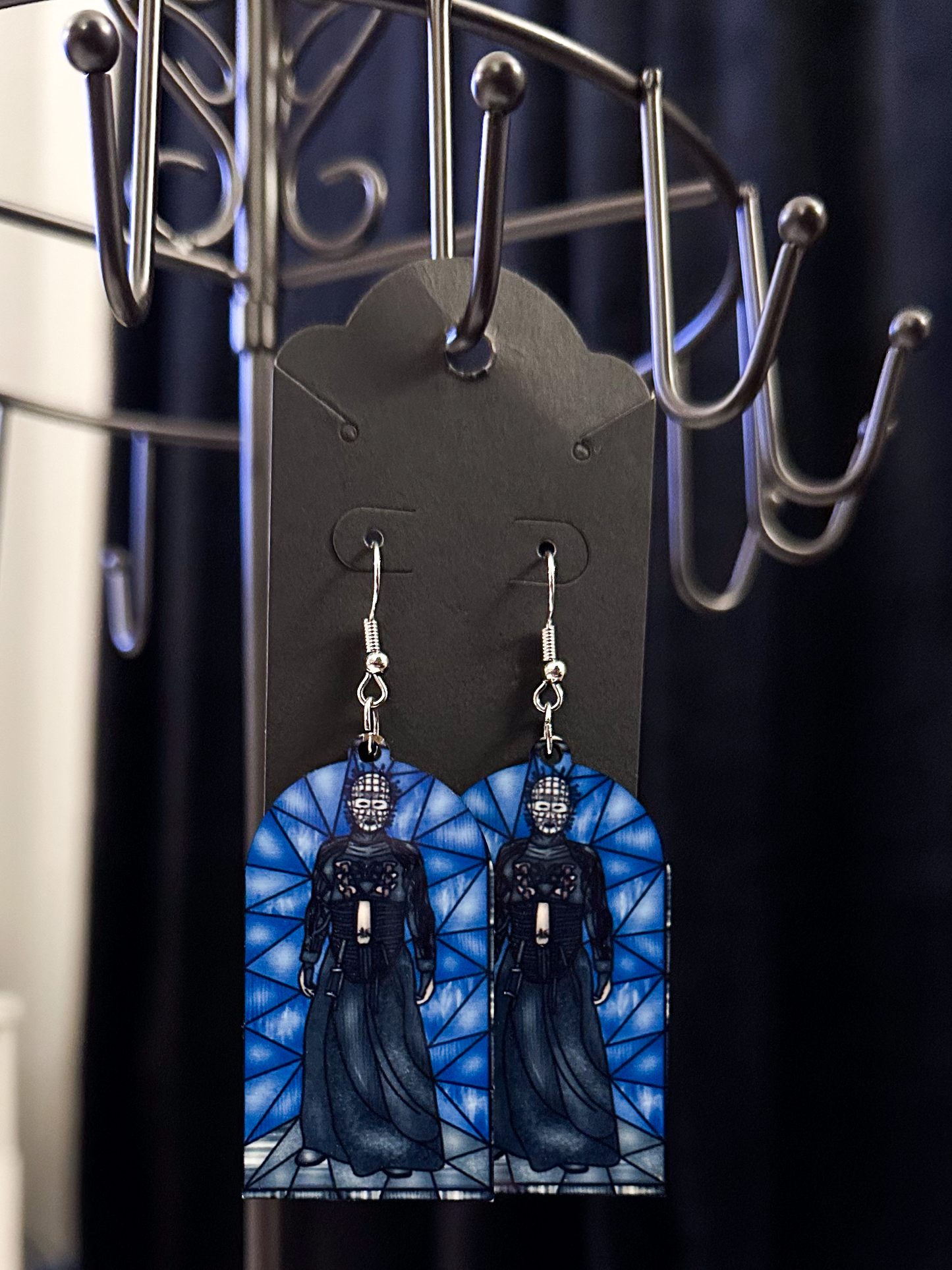 Horror Stained Glass Earrings, Pin