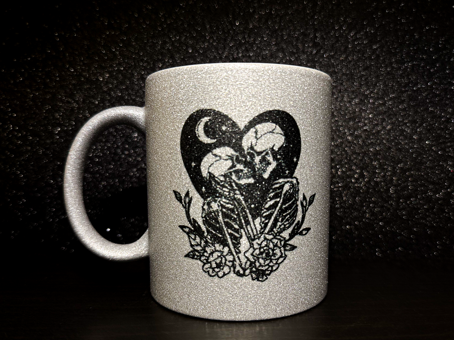 Skeleton Couple Glitter Mug, 11oz