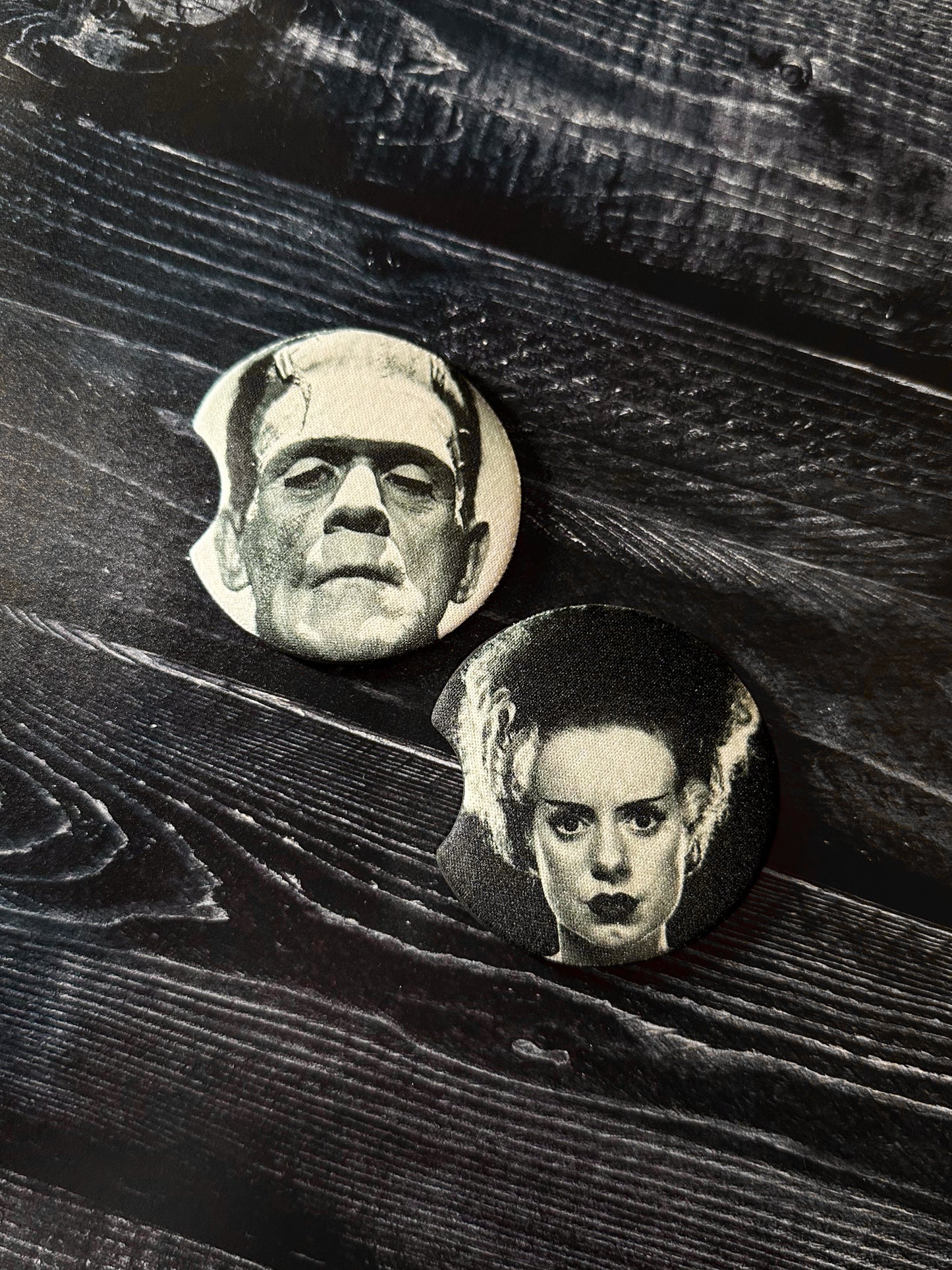 Frankenstein Couple Car Coasters, set of 2