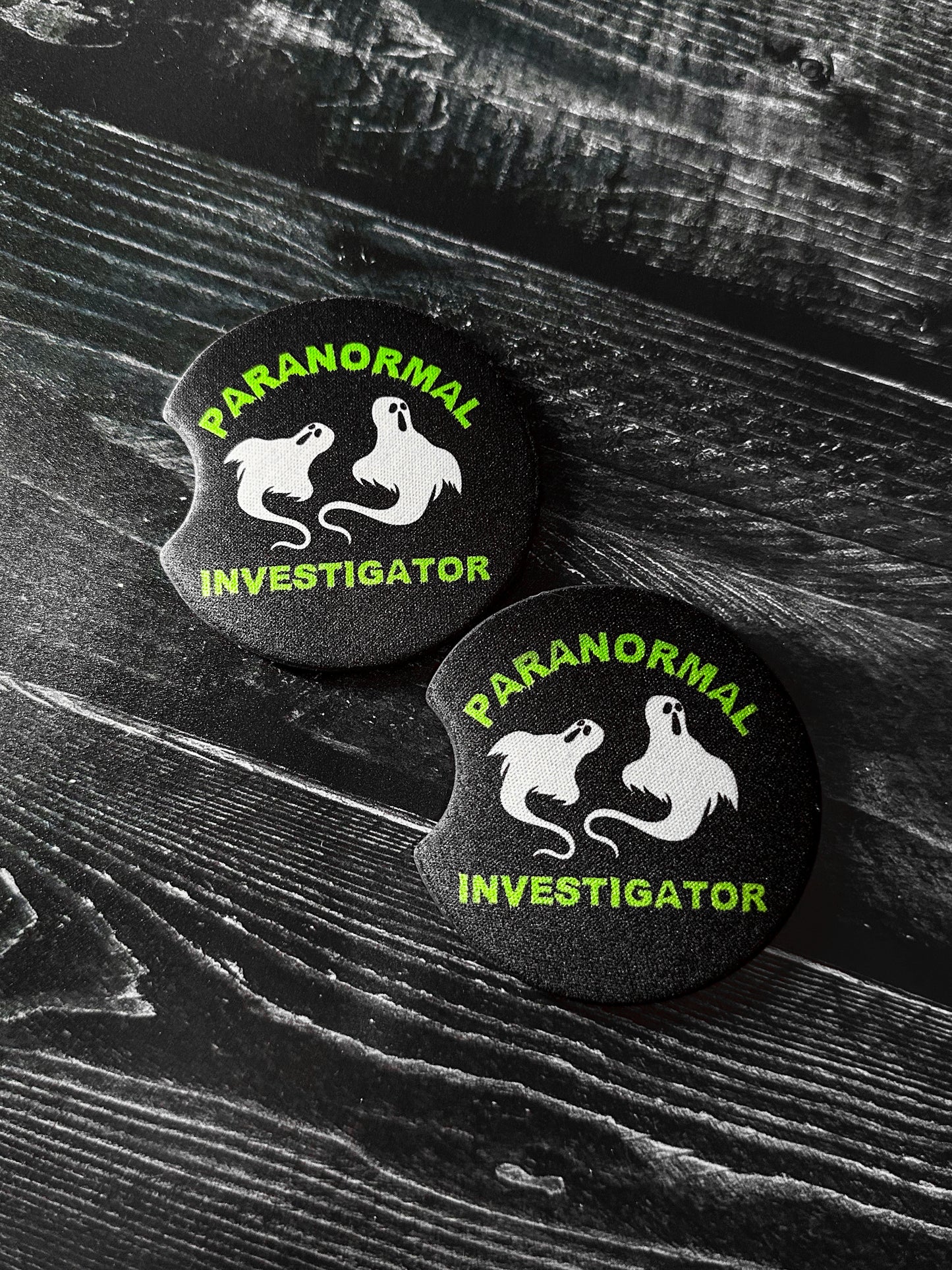 Paranormal Investigator Car Coasters, set of 2