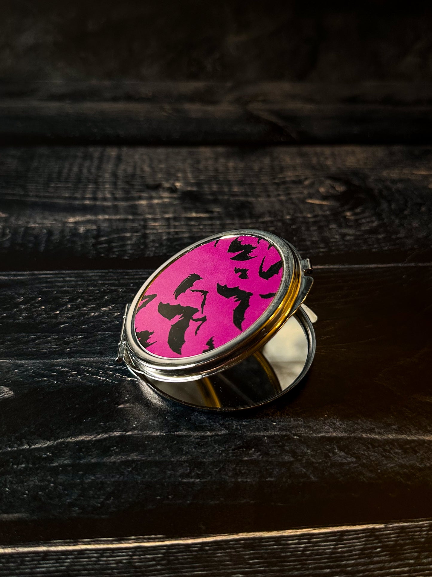 Flying Bats Compact Mirror, Purple