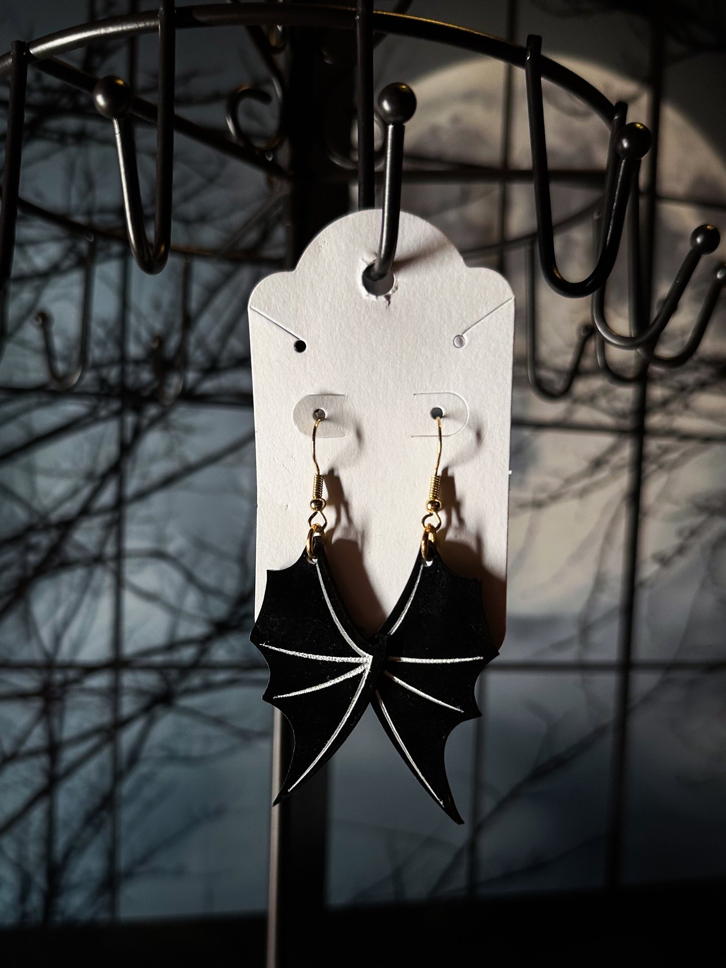 Bat Wing Earrings, Black