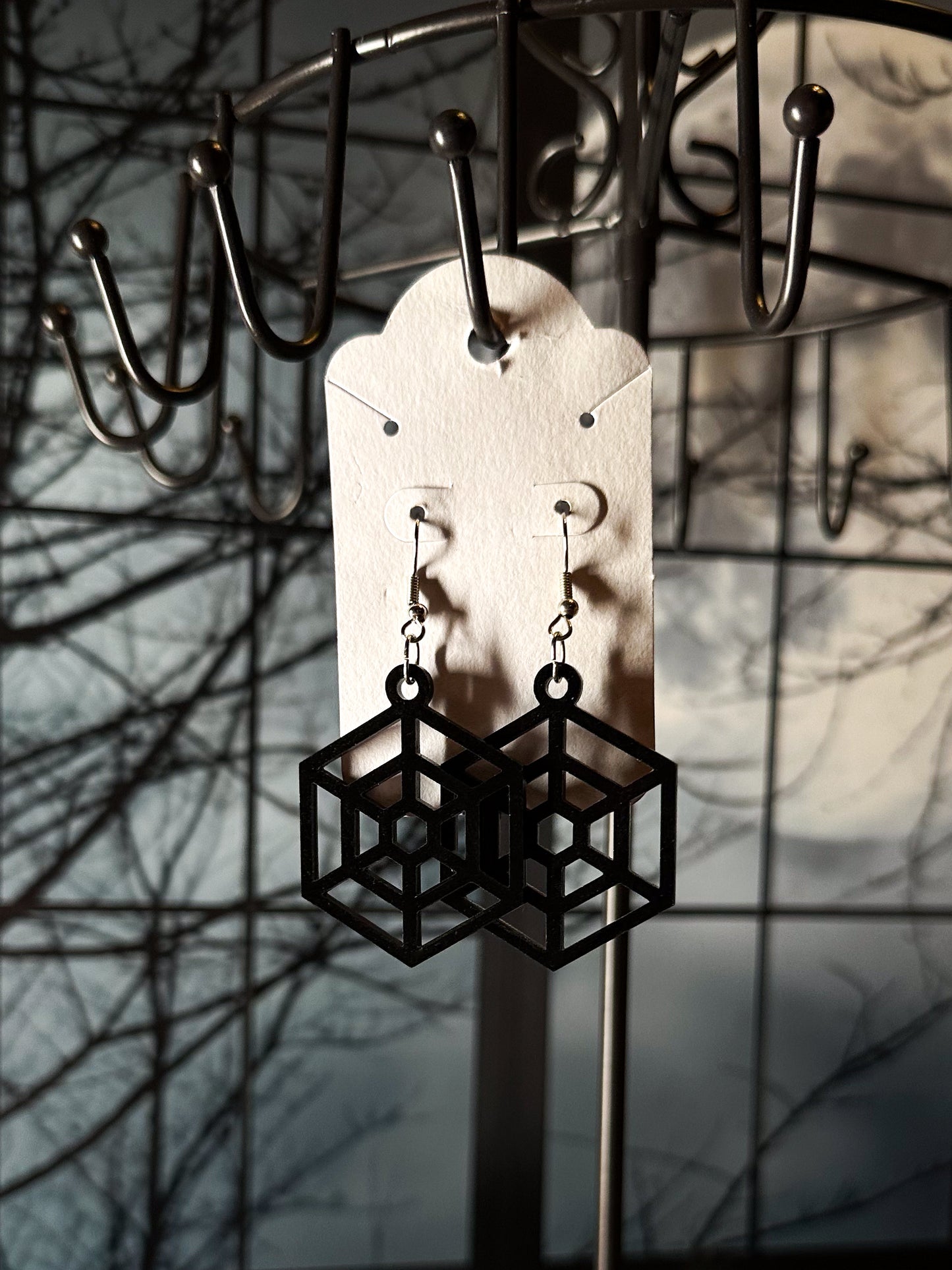Spider Web Acrylic Earrings, Black