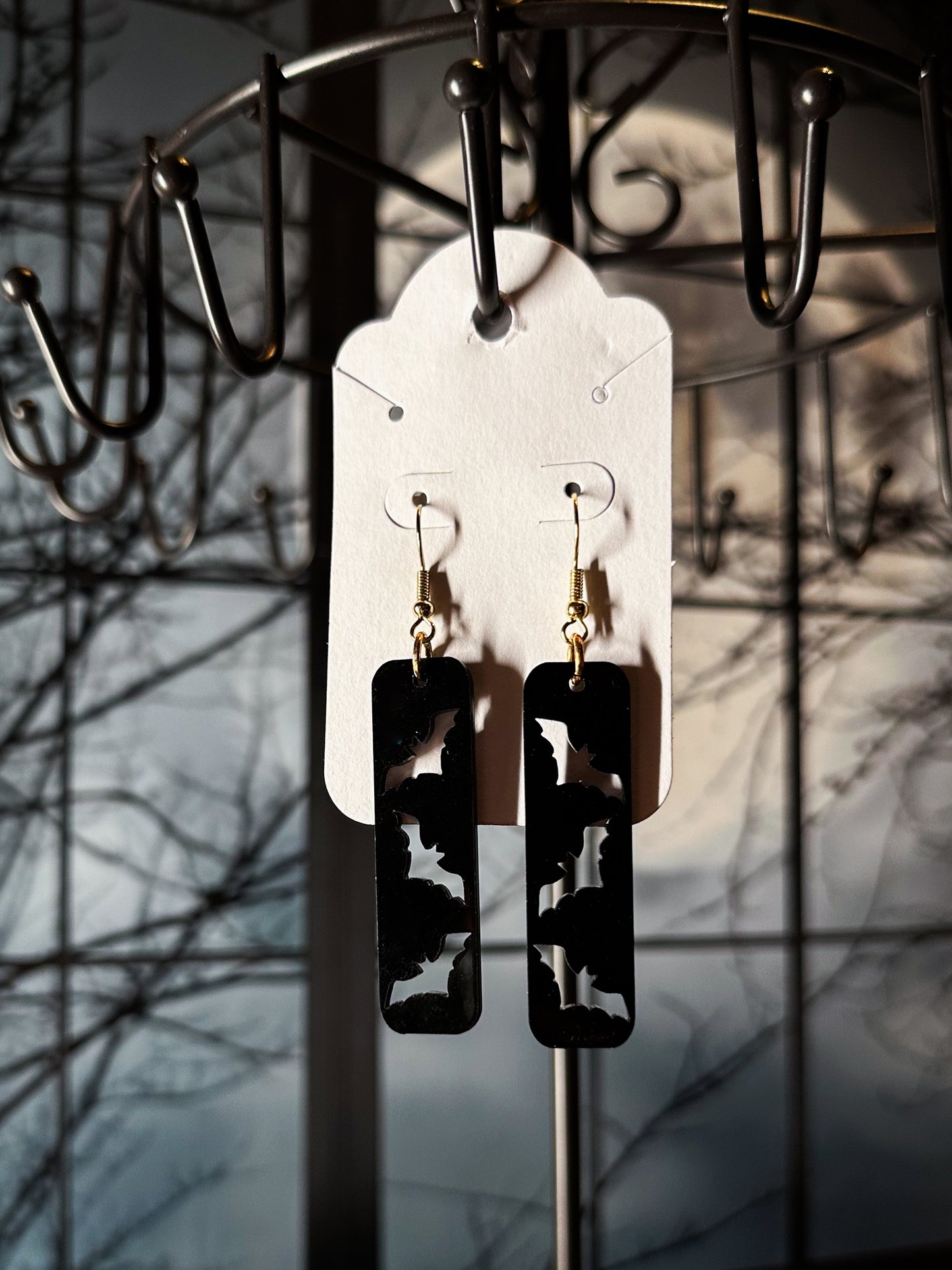 Bat Bar Earrings, Black