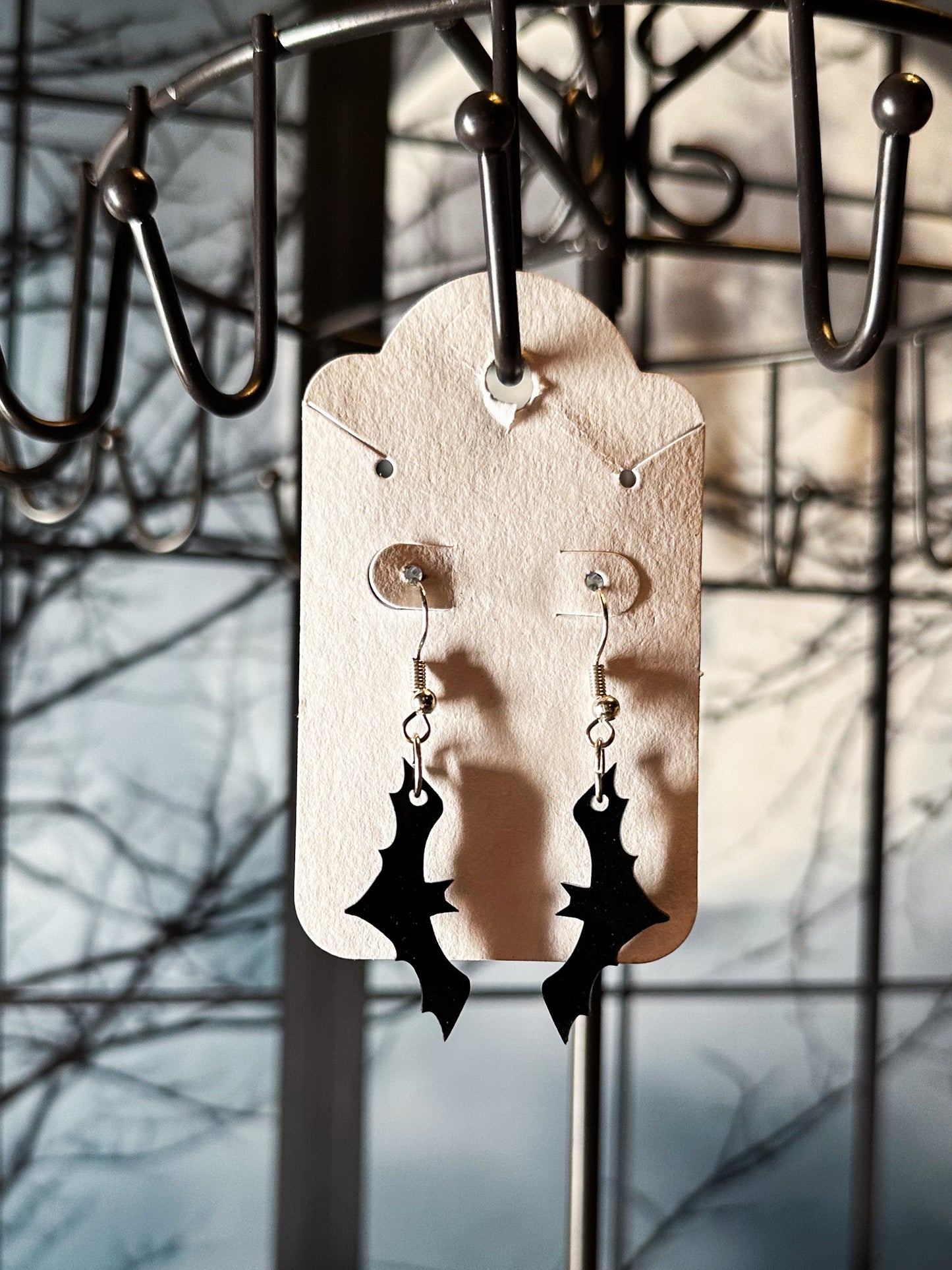Bat Earrings, Black