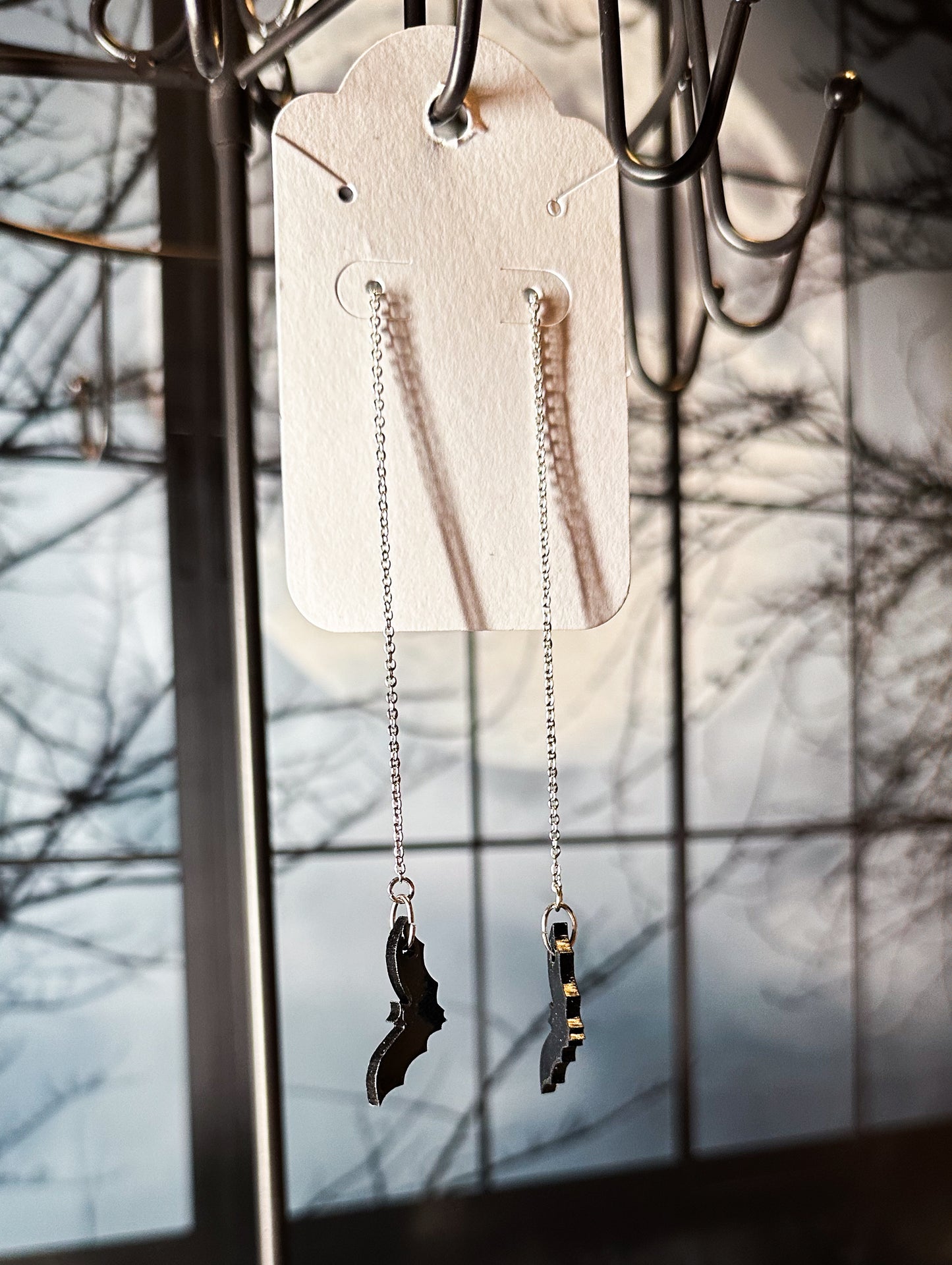 Bat Dangle Earrings, Black