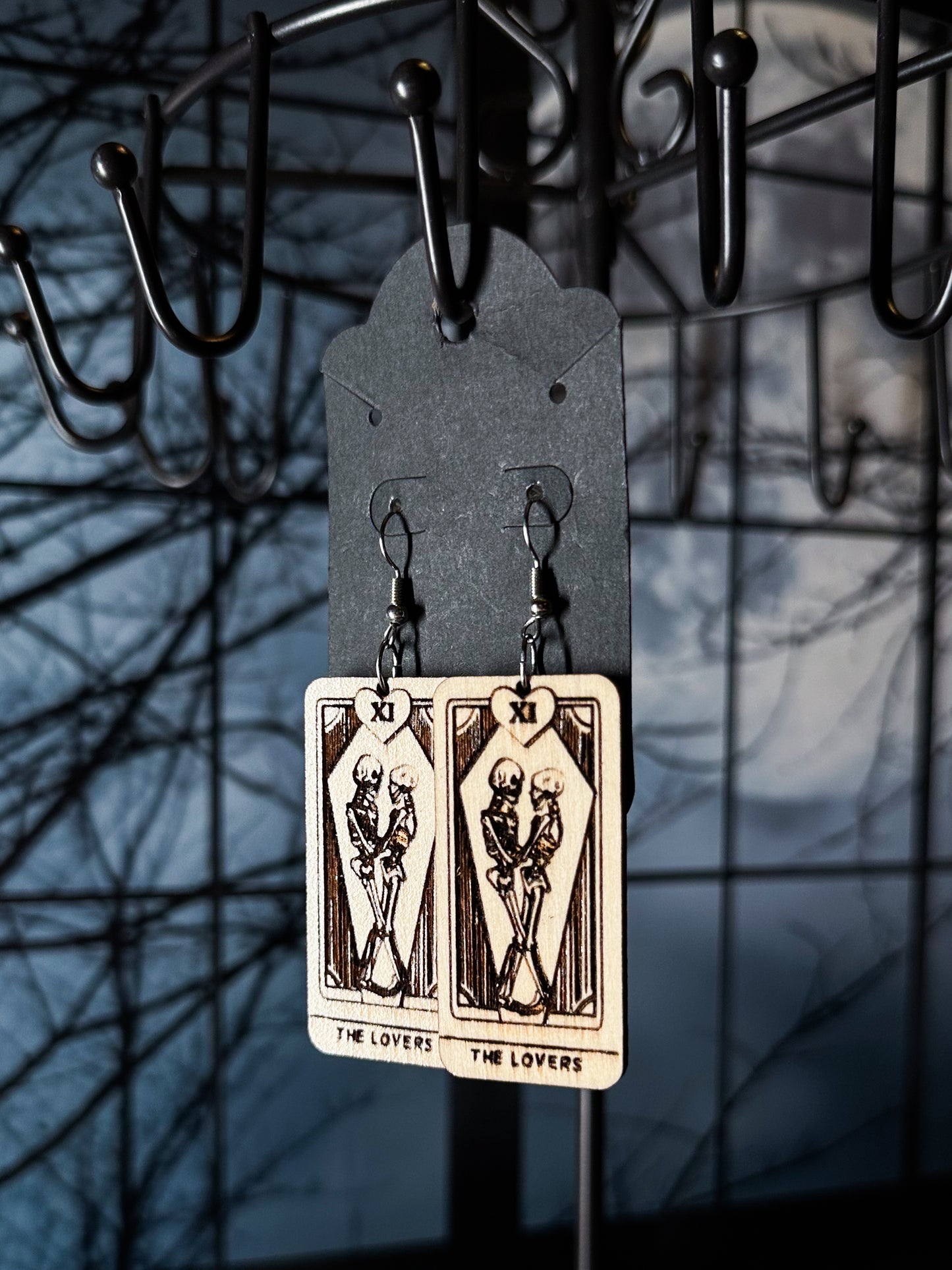 The Lovers Tarot Wood Earrings