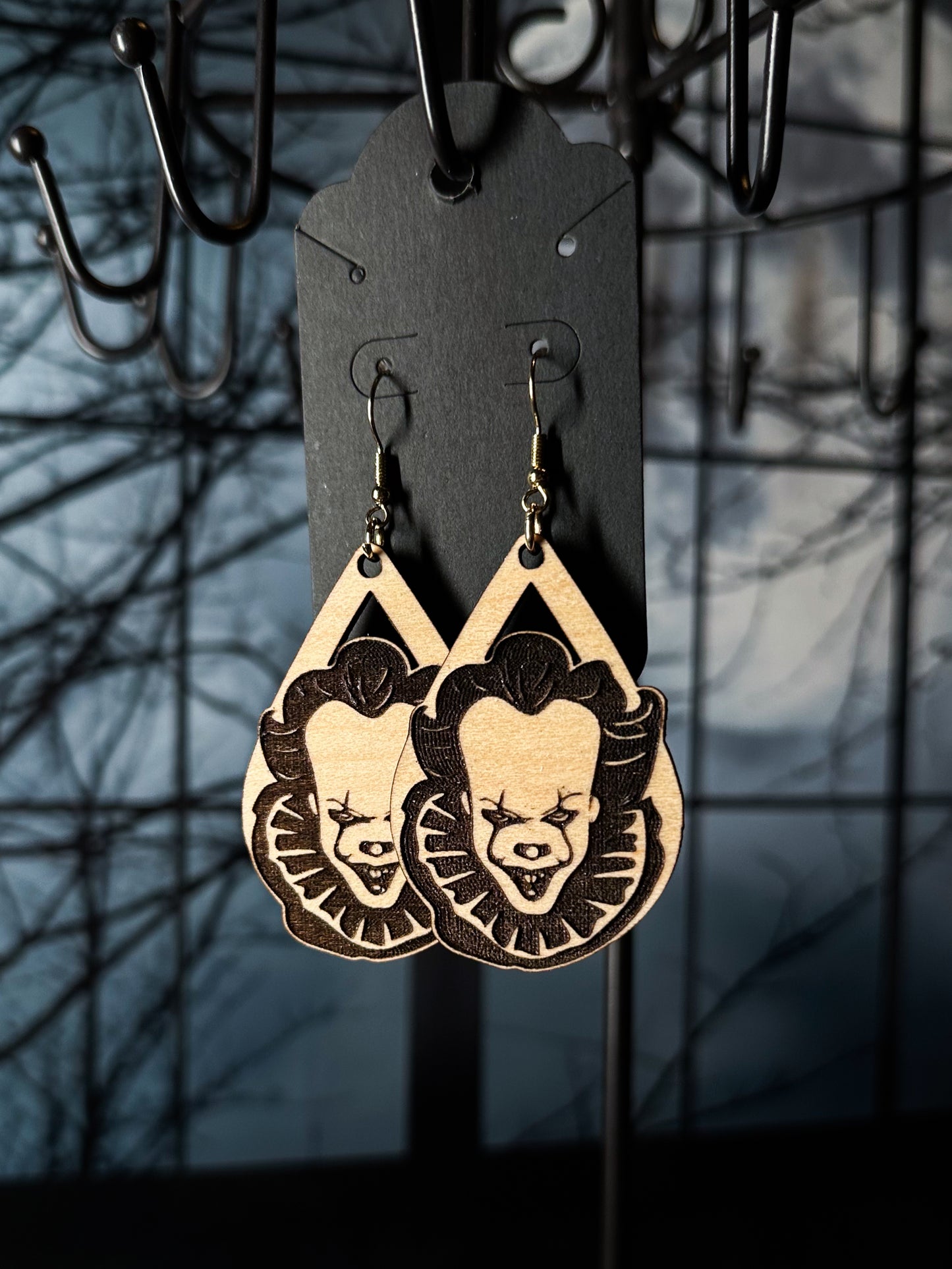 Penny Teardrop Wood Earrings