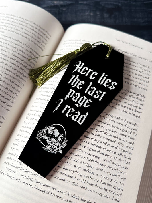 "Here Lies the Last Page I Read" Coffin Acrylic Bookmark