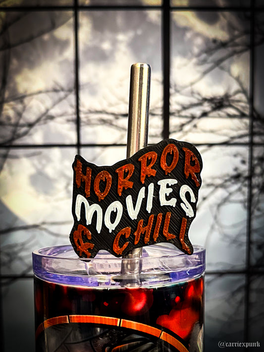 Horror Movies and Chill Straw Topper