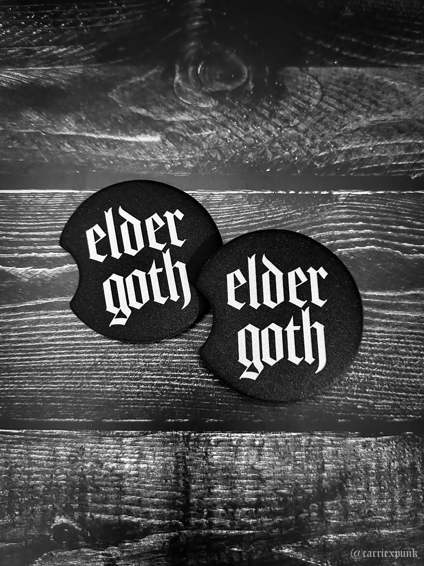 Elder Goth Car Coasters, set of 2